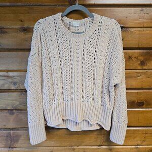 Altar'd State Chenille Loose Knit Soft Cozy Sweater Beige Size S